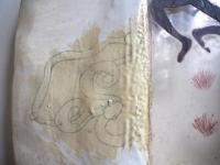 détail - planche de gravure, plexi et carborundum, encadrée de résine