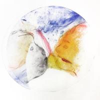 gravure,  pointe sèche, monotype, laiton, Magda Moraczewska
