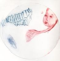 gravure,  pointe sèche, monotype, laiton, Magda Moraczewska