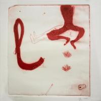 le L rouge -  gravure au carborundum et monotype