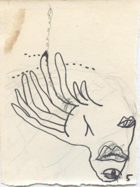 2016 - immobile 5, libre association d'idées, dessin, collage, crayon, feutre,