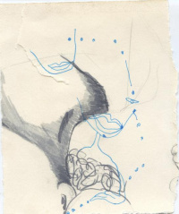 2016 - immobile 8, dessin, collage, crayon, feutre
