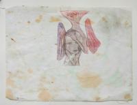 série retrouvailles, hommage à kOLya San - gravure sur tissu ancien