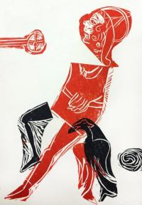 2016 - gravure sur lino et collage,  tarots de Marseille, Magda Moraczewska