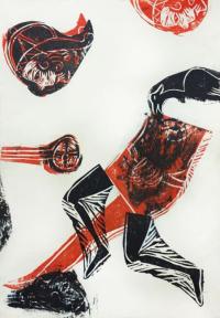 2016 - gravure sur lino et collage,  tarots de Marseille, Magda Moraczewska