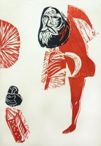 2016 - gravure sur lino et collage,  tarots de Marseille, Magda Moraczewska
