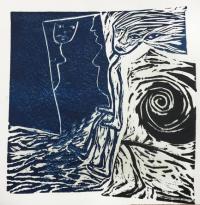 2016 - gravure sur lino et collage,  tarots de Marseille, Magda Moraczewska