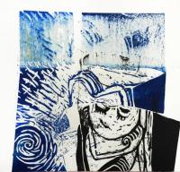 2016 - gravure sur lino et collage,  tarots de Marseille, Magda Moraczewska