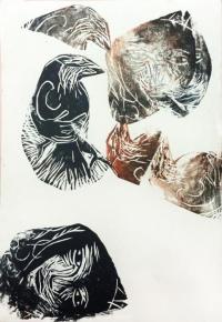2016 - gravure sur lino et collage,  tarots de Marseille, Magda Moraczewska